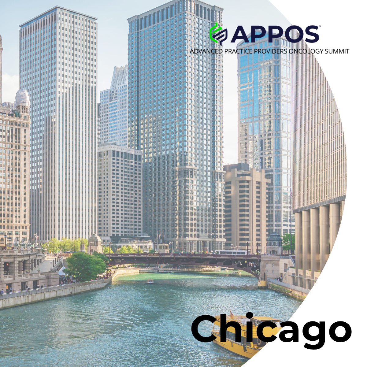A photo of the Chicago skyline with the APPOS logo across the top