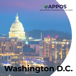 Image of Washington DC at night with the APPOS logo across the top.