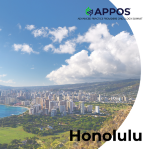 A photo of the Honolulu skyline with the APPOS logo at the top