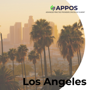 A photo of the Los Angeles skyline with the APPOS logo across the top