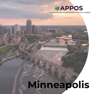 A photo of the Minneapolis skyline with the APPOS logo across the top