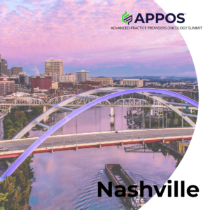 A photo of the Nashville skyline with the APPOS logo across the top