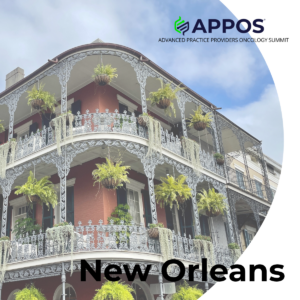 A photo of a historic building in New Orleans with the APPOS logo across the top