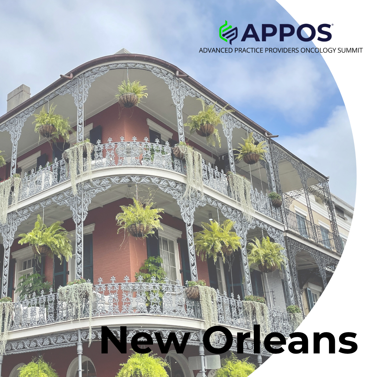 A photo of a historic building in New Orleans with the APPOS logo across the top