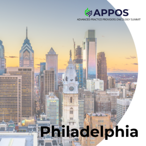 A photo of the Philadelphia skyline with the APPOS logo across the top