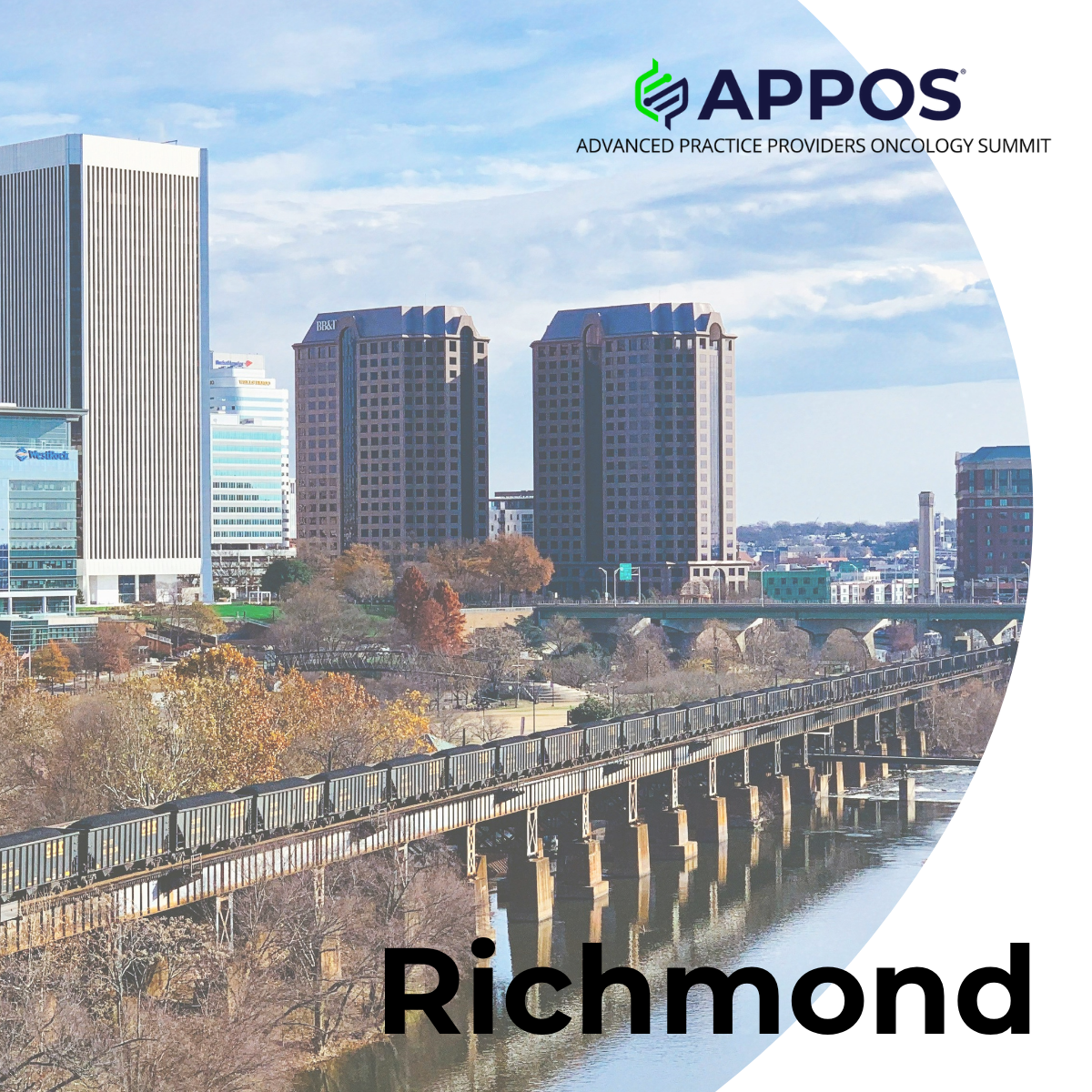 A photo of the Richmond skyline with the APPOS logo across the top