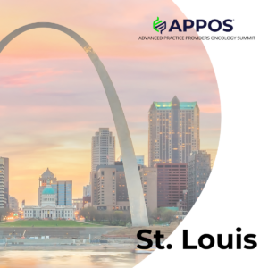 A photo of the St. Louis skyline with the APPOS logo across the top